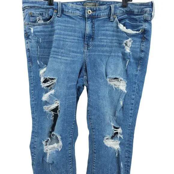 Torrid Jeans Boyfriend Straight Distressed Destroyed Plus Sz 20 Stretch HighRise - Picture 12 of 13